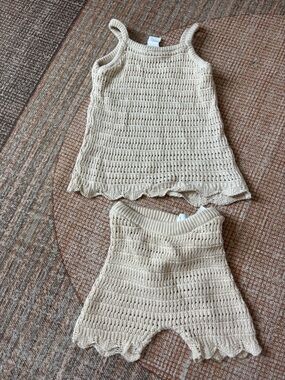 H&M Kids Crochet Knit Tank & Shorts Set - Cream